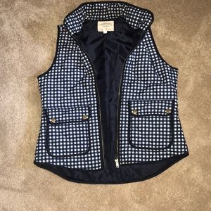 Blue and white patterned vest